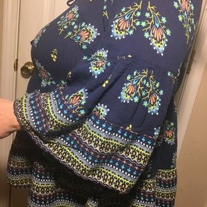 Women’s Red Camel Boho blouse with flowers 1x